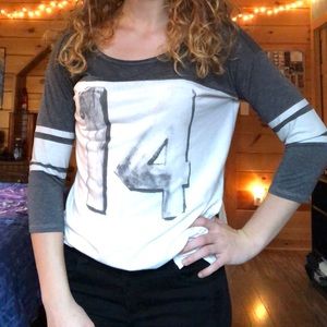 Sporty Jersey Inspired Three Quarter Sleeve Shirt